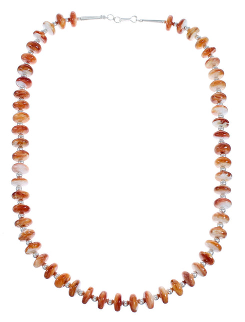 American Indian Sterling Silver Oyster Shell Bead Necklace JX121460