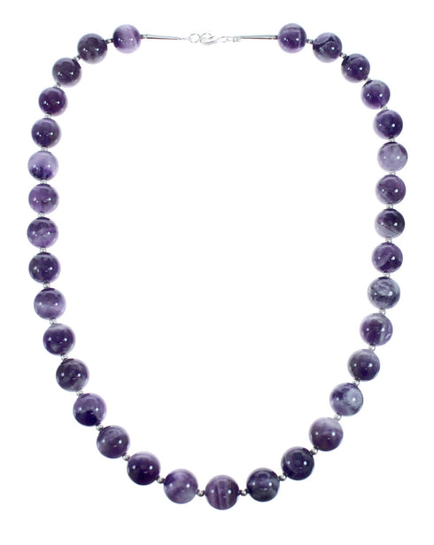 Southwestern Sterling Silver And Amethyst Bead Necklace JX121470