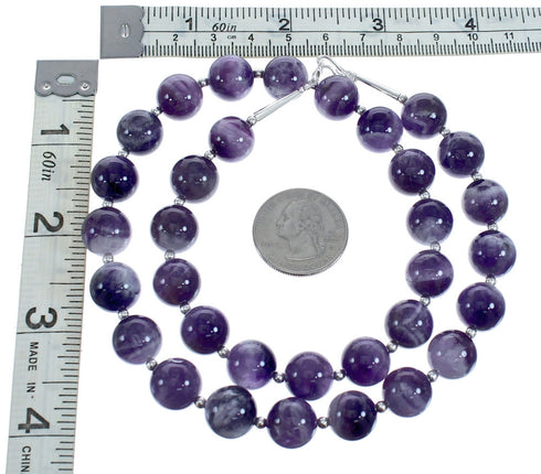 Southwestern Sterling Silver And Amethyst Bead Necklace JX121470