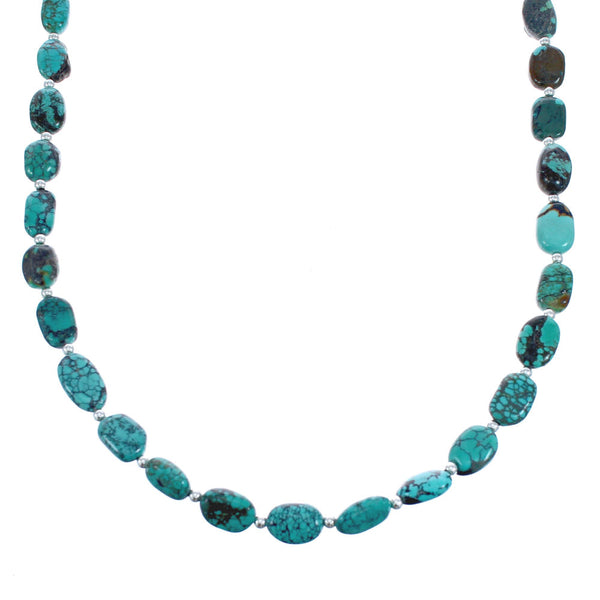 Turquoise Sterling Silver Freeform Bead Necklace KX121333