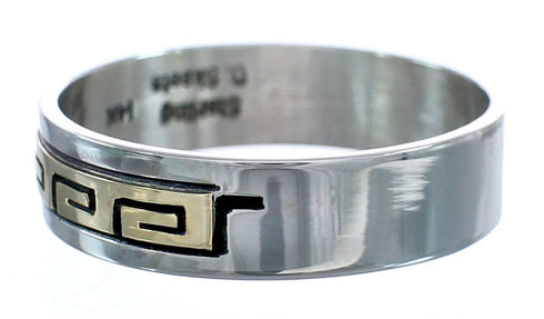 14 Karat Gold Sterling Silver Native American Ring Size 9-3/4 AX121379