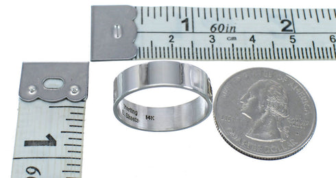 14 Karat Gold Sterling Silver Native American Ring Size 9-3/4 AX121379