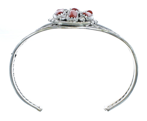 American Indian Sterling Silver And Coral Cuff Bracelet AX121779