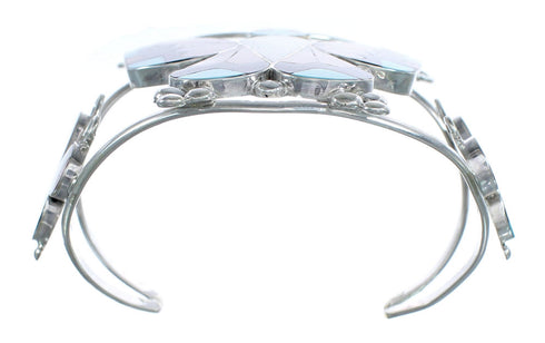 Sterling Silver Multicolor Butterfly Native American Zuni Cuff Bracelet AX121817