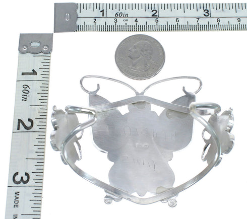 Sterling Silver Multicolor Butterfly Native American Zuni Cuff Bracelet AX121817