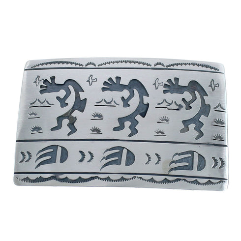 Native American Sterling Silver Kokopelli Bear Paw Belt Buckle JX121900