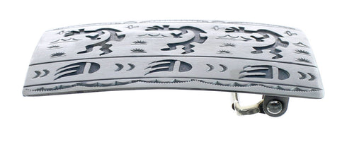 Native American Sterling Silver Kokopelli Bear Paw Belt Buckle JX121900