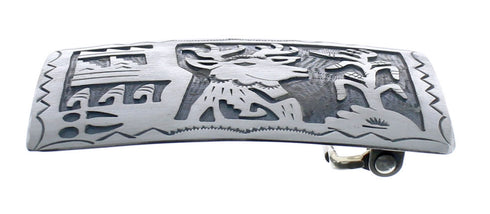 Native American Genuine Sterling Silver Deer And Corn Belt Buckle JX121922