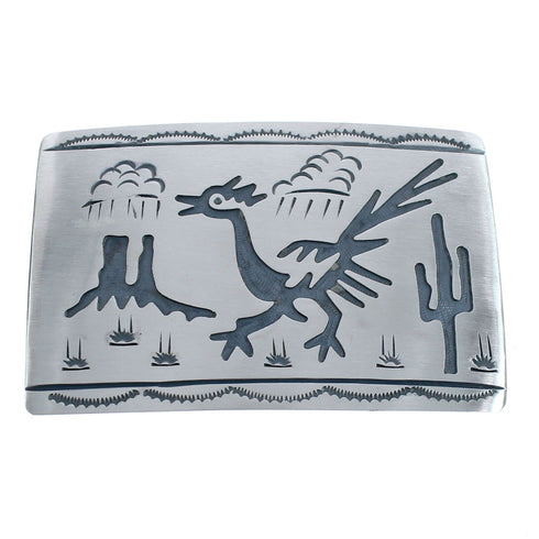 Native American Genuine Sterling Silver Bird And Cactus Belt Buckle JX121923