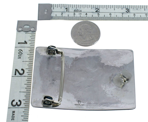 Native American Genuine Sterling Silver Bird And Cactus Belt Buckle JX121923