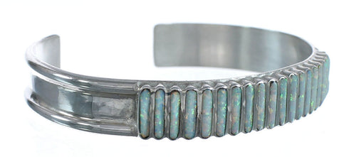 Opal Inlay Sterling Silver Zuni Indian Cuff Bracelet JX121944