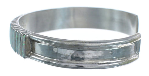 Opal Inlay Sterling Silver Zuni Indian Cuff Bracelet JX121944