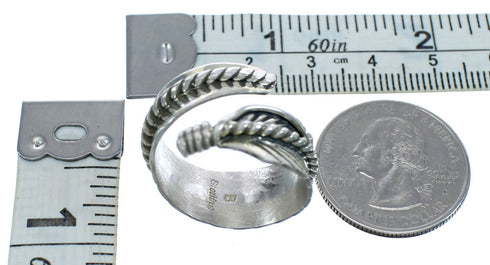 American Indian Authentic Sterling Silver Feather Ring Size 8-1/2 AX122036
