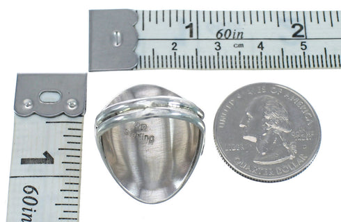 Authentic Sterling Silver Navajo Turquoise Coral Leaf Design Ring Size 11 AX122088