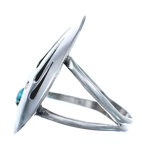 Native American Genuine Sterling Silver Turquoise Bear Paw Ring Size 7-1/4 JX122013