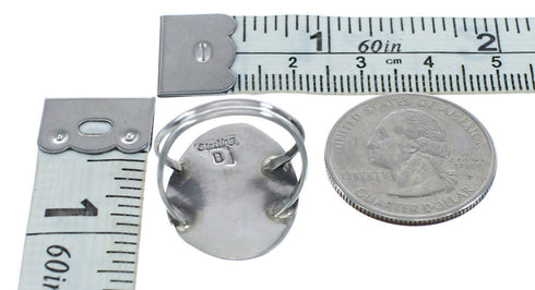 Native American Genuine Sterling Silver Turquoise Bear Paw Ring Size 7-1/4 JX122013