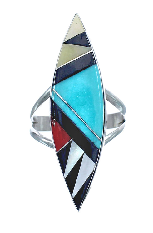 Multicolor Inlay Authentic Sterling Silver Ring Size 7 JX122149