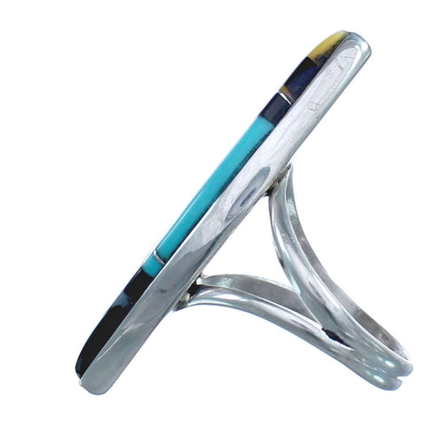 Multicolor Inlay Authentic Sterling Silver Ring Size 7 JX122149