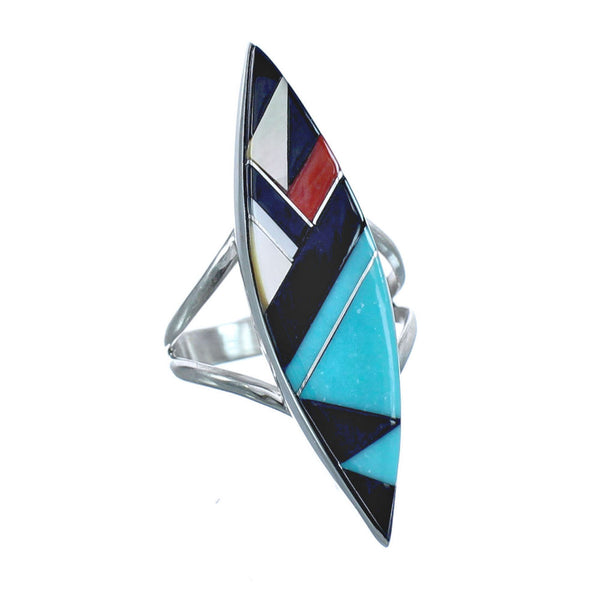 Multicolor Inlay Authentic Sterling Silver Ring Size 6-3/4 JX122152