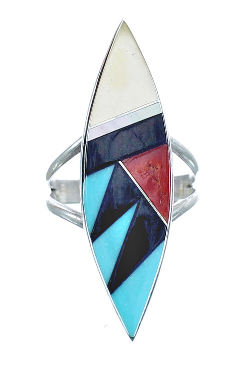 Multicolor Inlay Authentic Sterling Silver Ring Size 6-3/4 JX122153