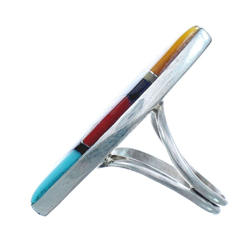 Multicolor Inlay Authentic Sterling Silver Ring Size 6-3/4 JX122153