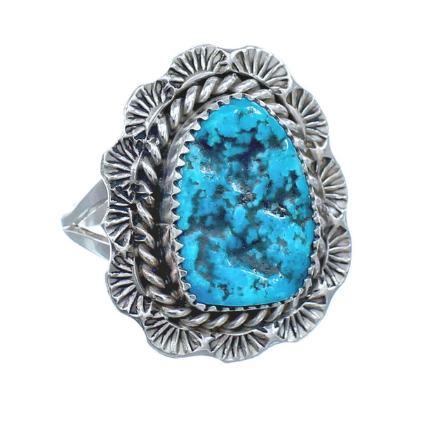 Native American Navajo Sterling Silver Turquoise Ring Size 8-1/4 JX122193