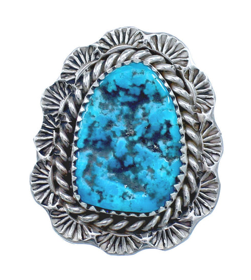 Native American Navajo Sterling Silver Turquoise Ring Size 8-1/4 JX122193