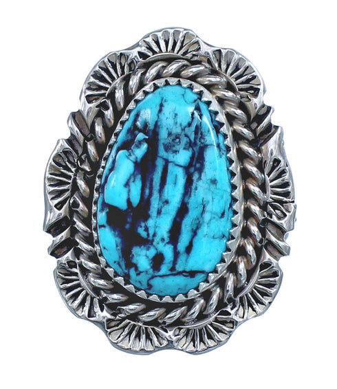 Native American Navajo Sterling Silver Turquoise Ring Size 8-1/4 JX122194