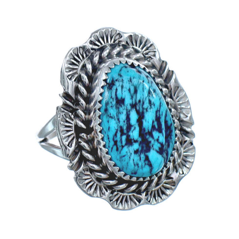 Native American Navajo Sterling Silver Turquoise Ring Size 7-1/4 JX122195