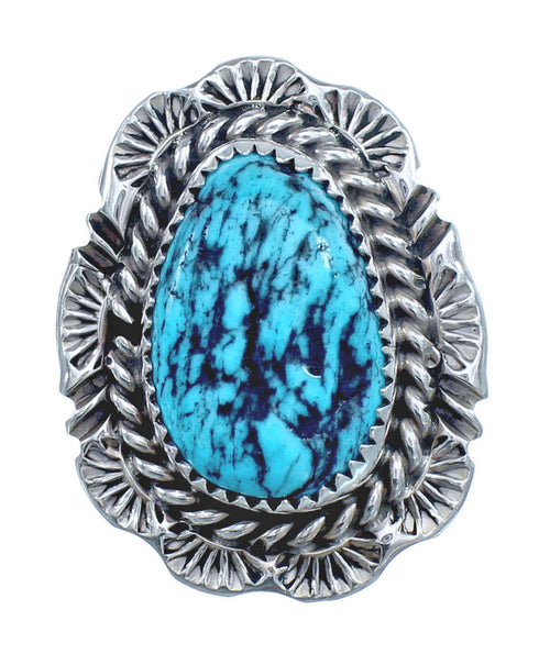 Native American Navajo Sterling Silver Turquoise Ring Size 7-1/4 JX122195