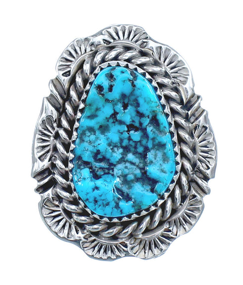 Native American Navajo Sterling Silver Turquoise Ring Size 8-1/2 JX122200