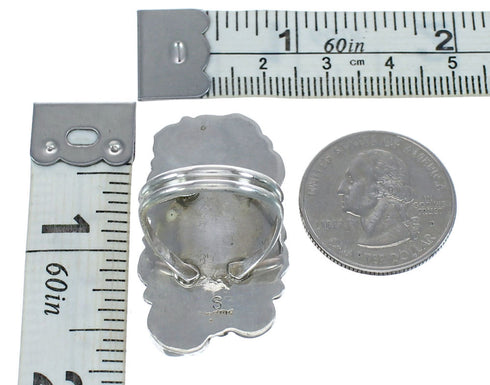 Native American Sterling Silver Turquoise Flower and Leaf Ring Size 8-1/2 JX122115