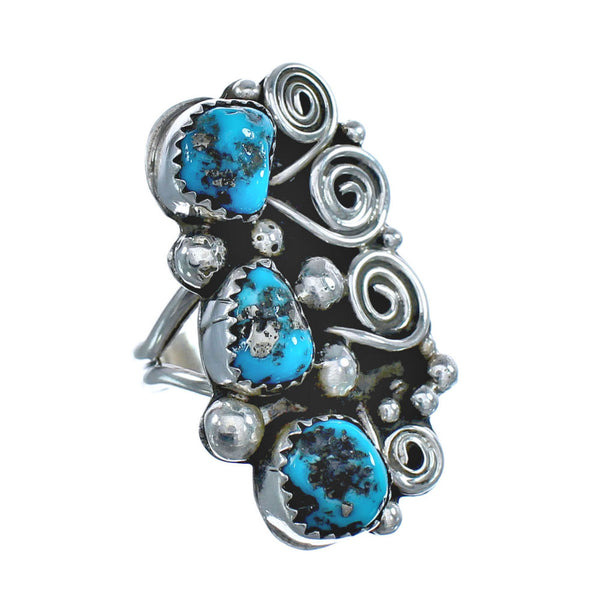 Native American Sterling Silver Turquoise Ring Size 8-1/2 JX122113