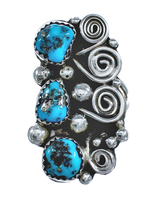 Native American Sterling Silver Turquoise Ring Size 8-1/2 JX122113