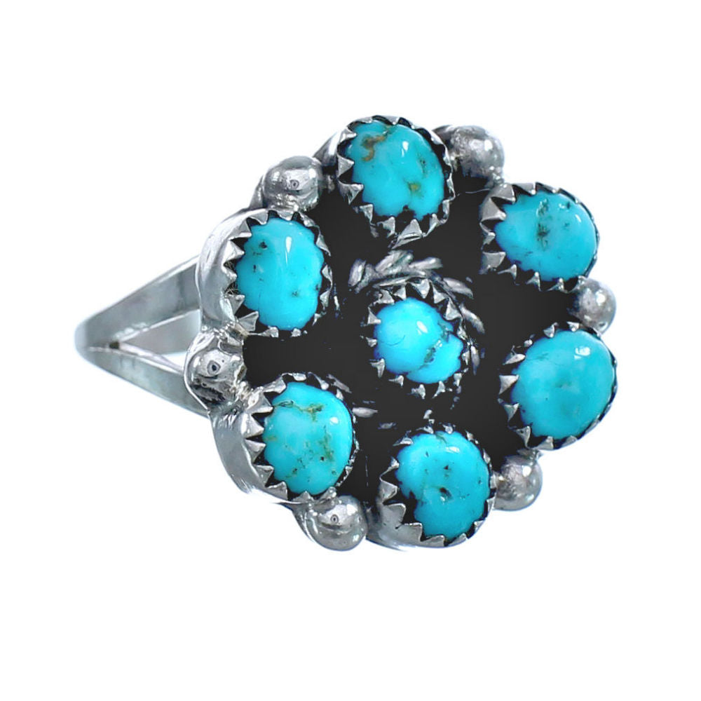 Native American Authentic Sterling Silver Turquoise Ring Size 7-1/4 JX ...