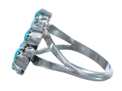 Native American Authentic Sterling Silver Turquoise Ring Size 7-1/4 JX122158