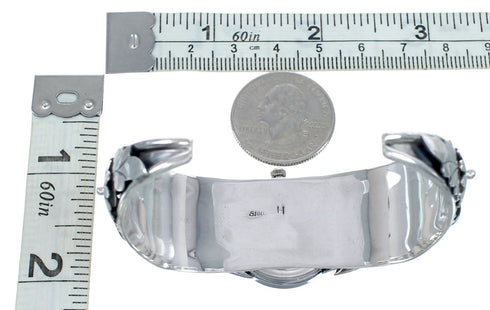Native American Flower Onyx Sterling Silver Cuff Watch AX122681