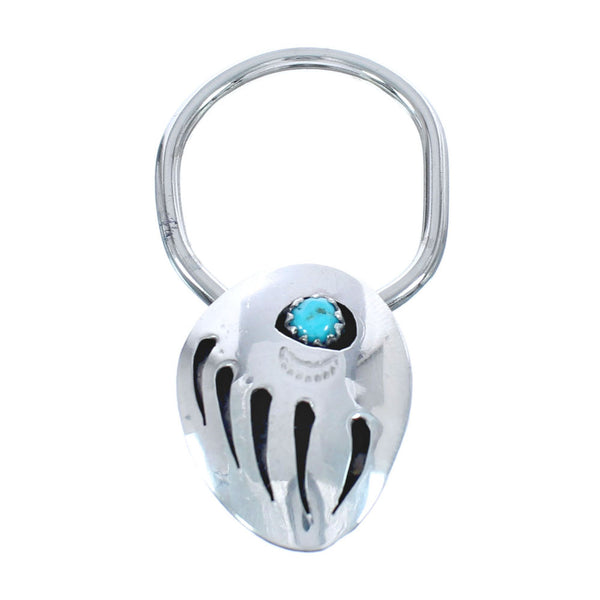 Navajo Bear Paw Turquoise Sterling Silver Key Chain AX122718