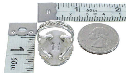 Native American Navajo Sterling Silver Coral Ring Size 7-1/4 JX124837