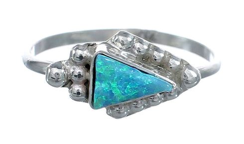 Native American Blue Opal Sterling Silver Ring Size 6 JX122537