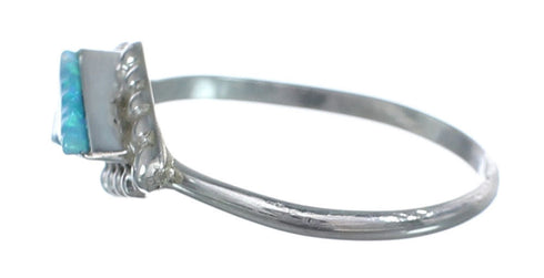 Native American Blue Opal Sterling Silver Ring Size 6 JX122537