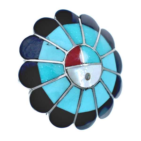 Native American Sunface Multicolor Inlay Ring Size 6-1/4 JX122456