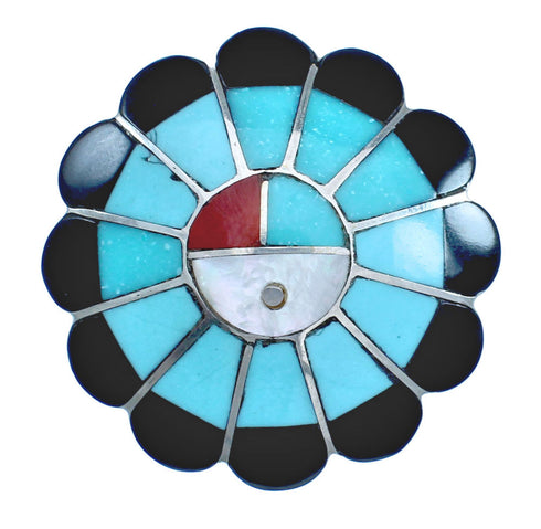 Native American Sunface Multicolor Inlay Ring Size 6-1/4 JX122456