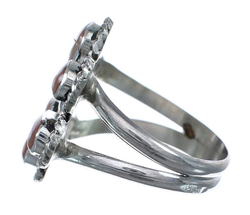 Native American Mother of Pearl Flower Authentic Sterling Silver Ring Size 8-3/4 JX122358