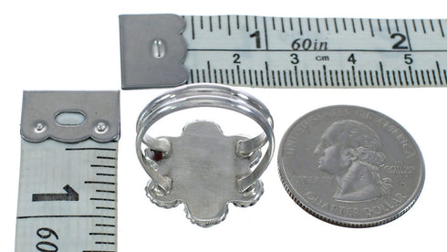 Native American Mother of Pearl Flower Authentic Sterling Silver Ring Size 8-3/4 JX122358