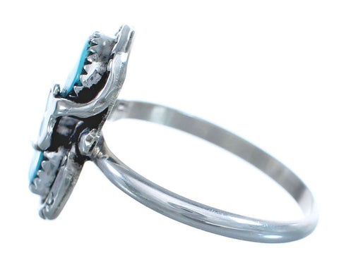 Zuni Turquoise Authentic Sterling Silver Snake Ring Size 8-1/2 JX122501