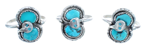 Zuni Turquoise Authentic Sterling Silver Snake Ring Size 8-1/2 JX122501