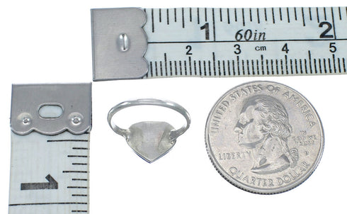 Native American Blue Opal Heart Sterling Silver Ring Size 3-3/4 JX122628