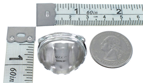 Native American Leaf Sterling Silver And Turquoise Ring Size 10 JX122618