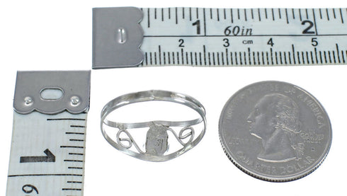 Native American Navajo Sterling Silver Blue Opal Ring Size 4 JX122698